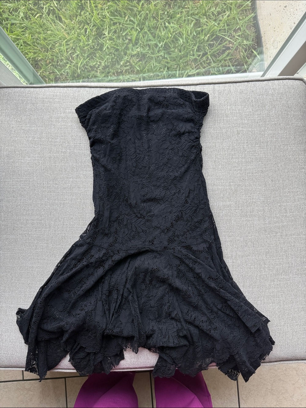 Younique Black Strapless Lace Flared Hem Evening Dress